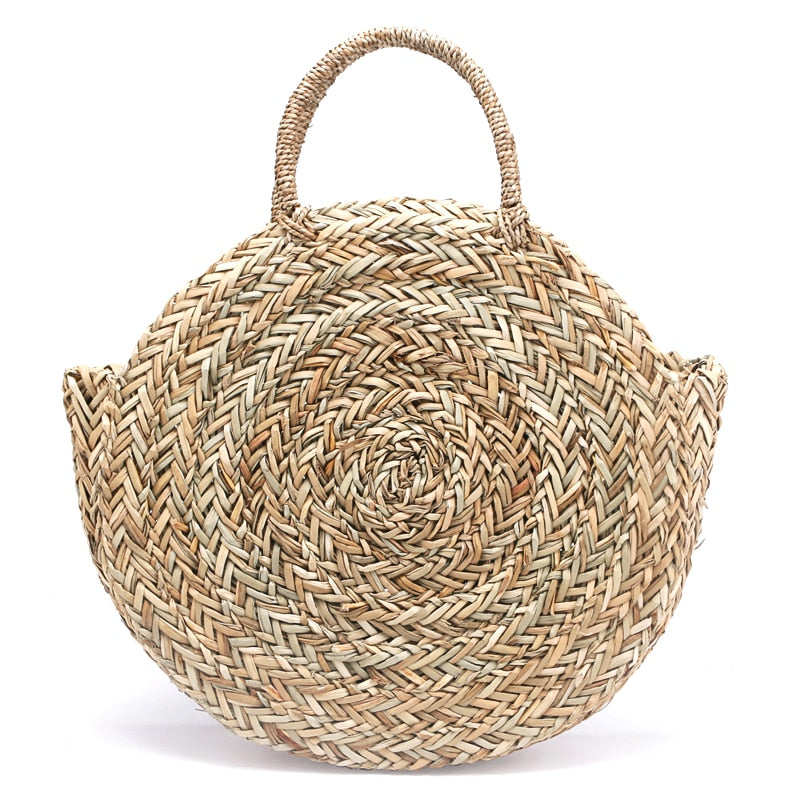 Natural hand-woven straw bag